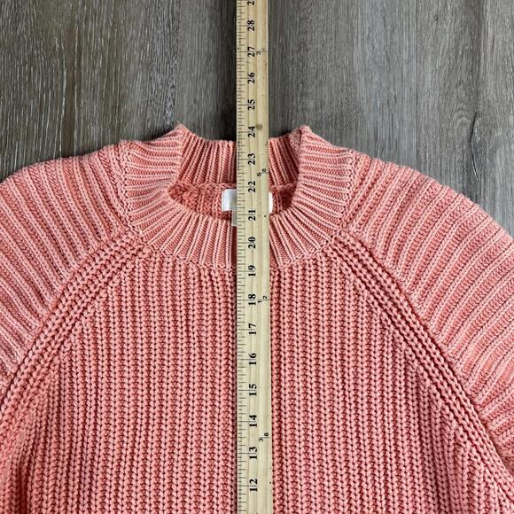 Maeve Chunky Loose Knit Raglan Sleeve Oversized Sweater Women's Med Coral Pink - Picture 3 of 8